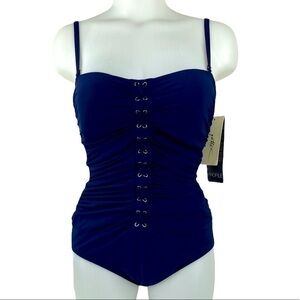 PROFILE by Gottex Lace Up Shirred Front Swimsuit